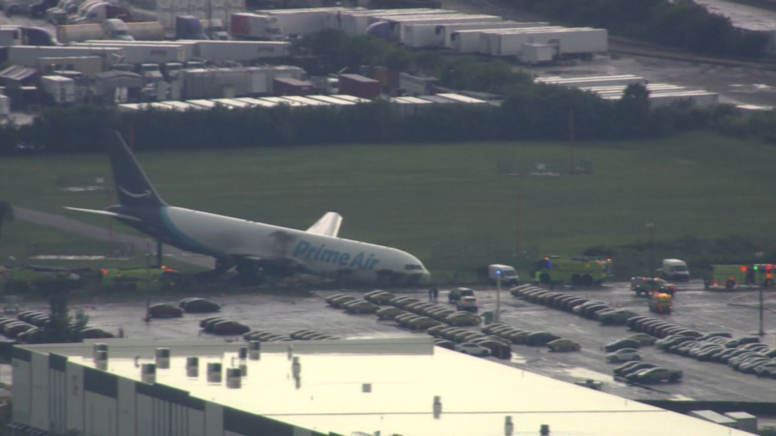 Amazon Cargo Plane Overruns Miami International Airport Runway, Igniting Fire