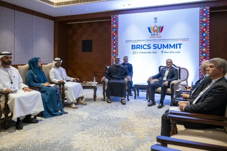 Abu Dhabi Crown Prince Meets Iranian President During BRICS Summit in New Delhi